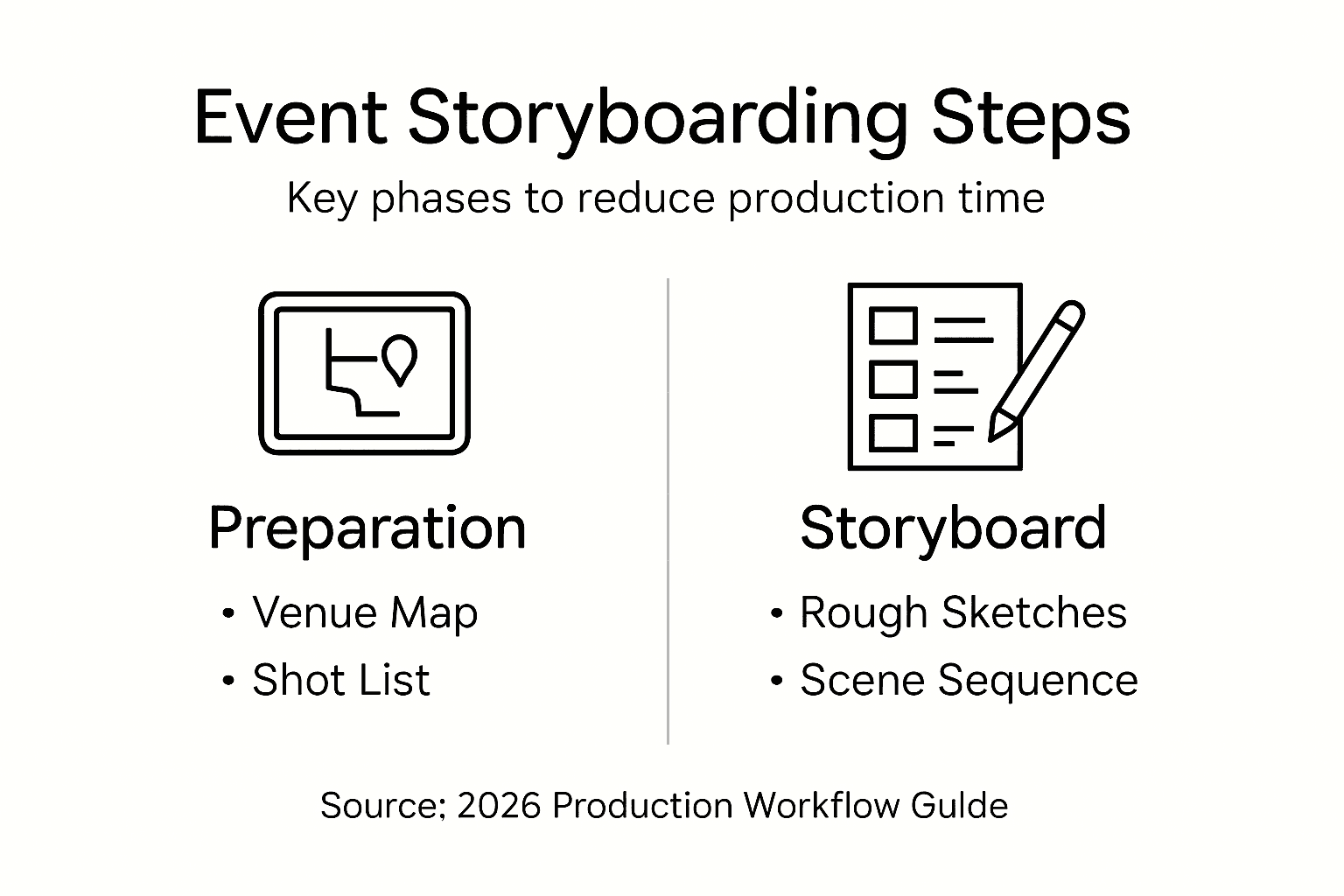 Infographic outlining steps for event video storyboarding