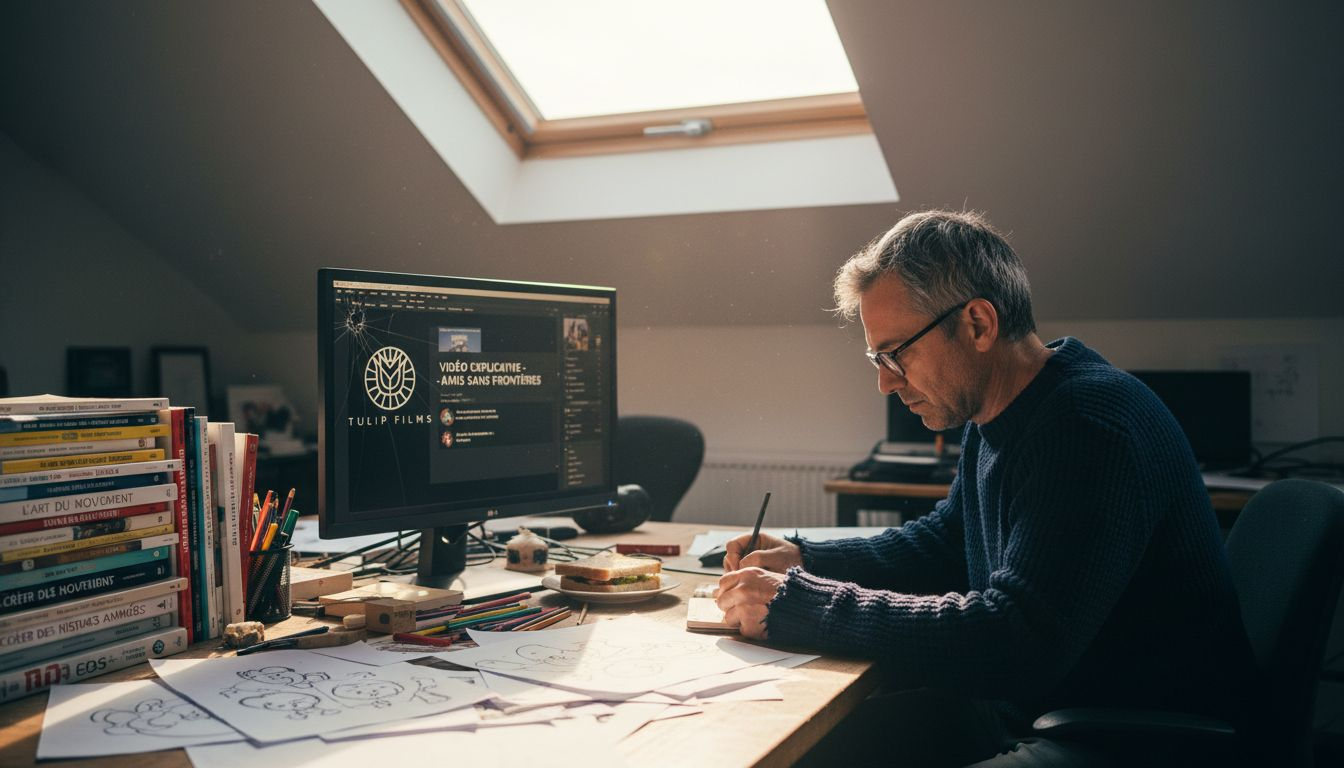 Un illustrateur en pleine création du storyboard d’une vidéo explicative