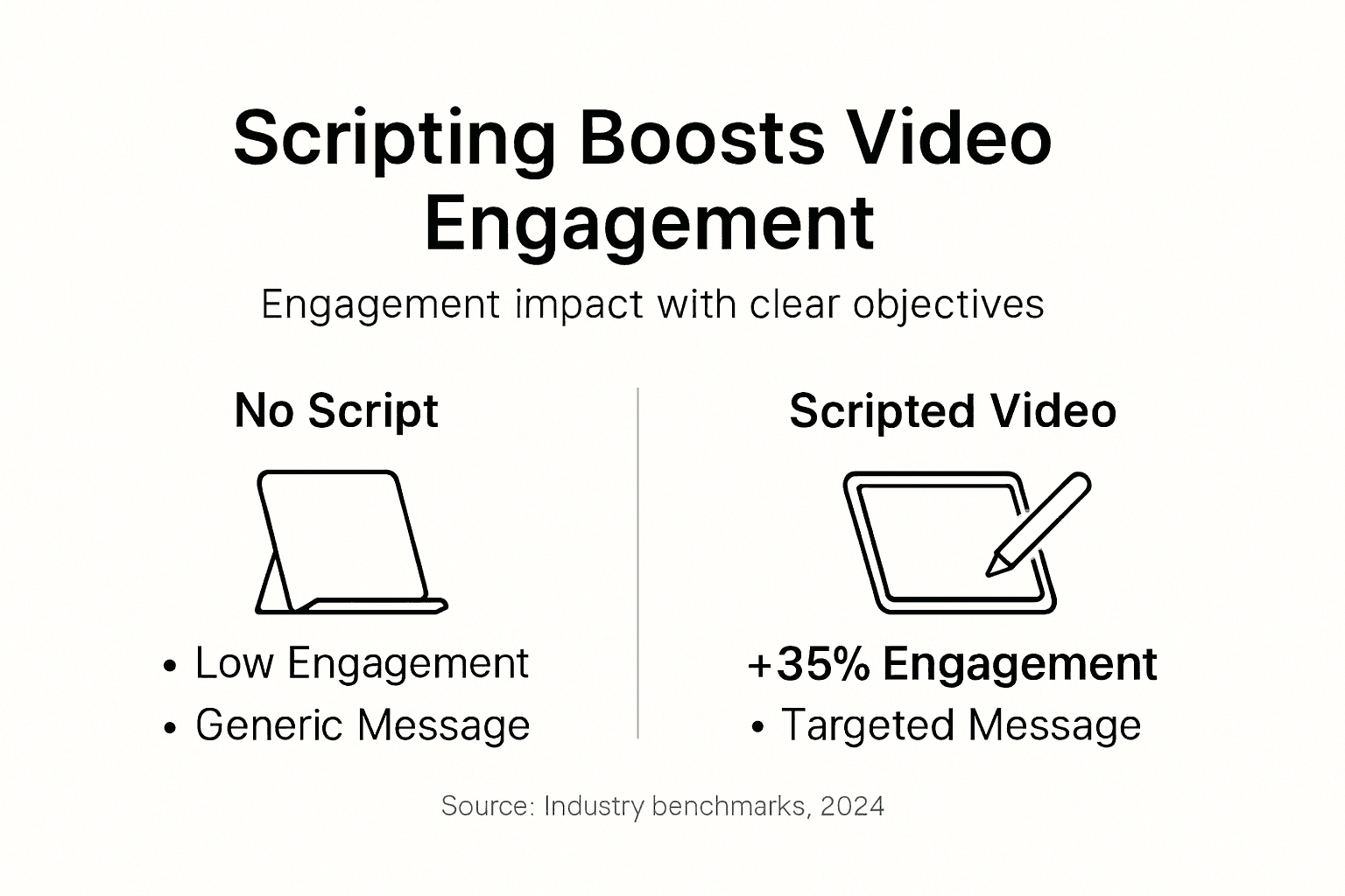 Infographic scripted video vs no script engagement