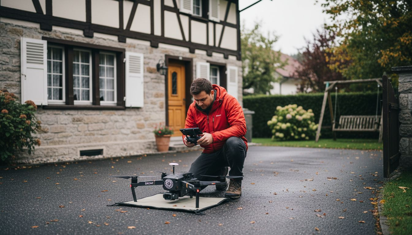 Un pilote de drone se prépare à intervenir sur un terrain privé en Suisse.
