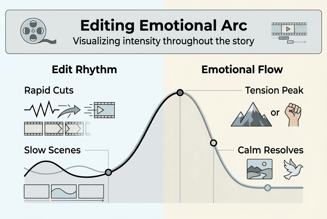 Infographic mapping editing rhythm and emotion