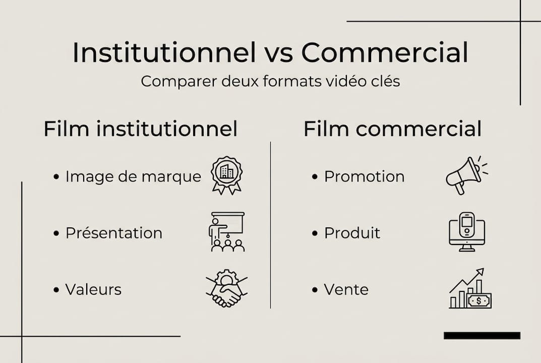 Infographie : les différences essentielles entre film institutionnel et film publicitaire
