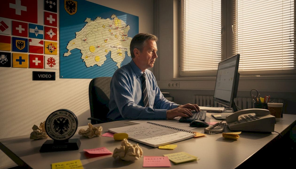 Canton office staff processing Swiss film permits