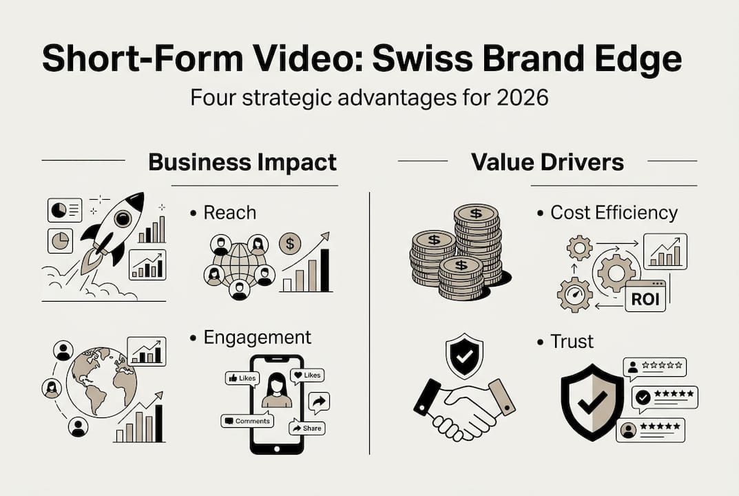 Infographic of Swiss video advantages quad