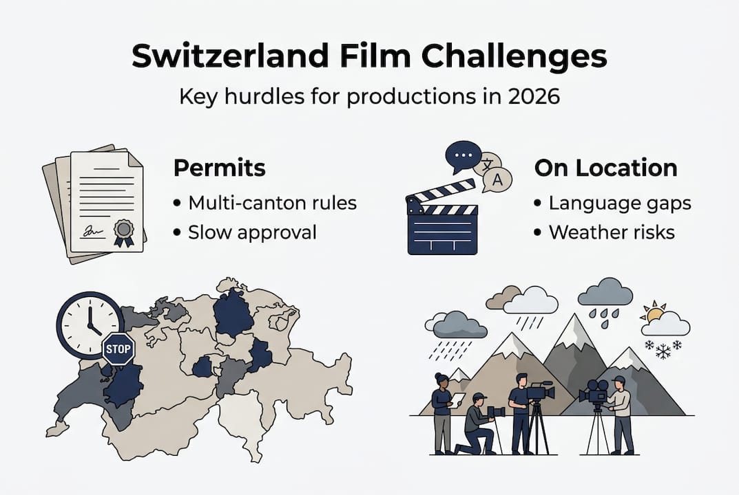 Infographic with Swiss film challenges key points