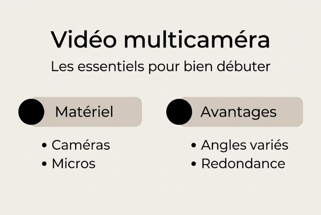 Visuel récapitulatif des éléments essentiels du tournage multicaméra