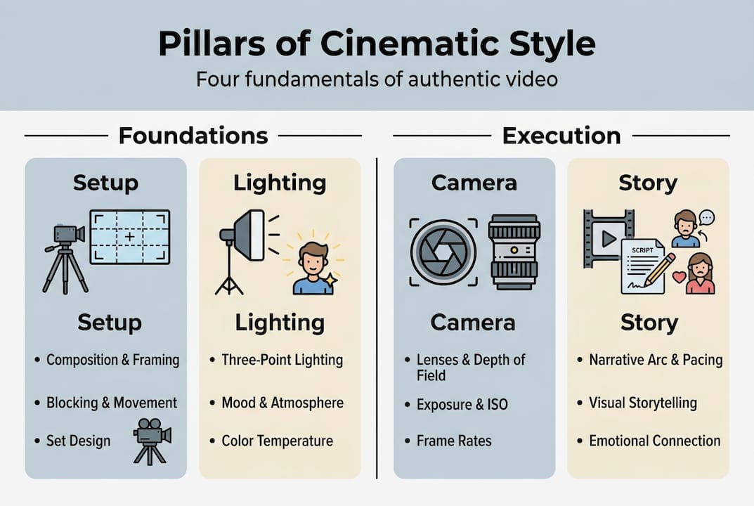 Infographic of four cinematic style pillars