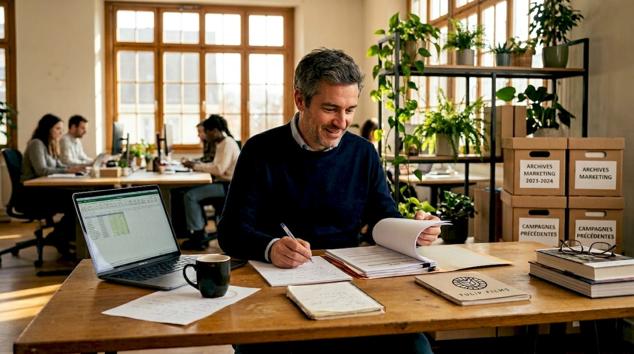 Le directeur marketing est en train d’élaborer le brief pour la prochaine campagne publicitaire.