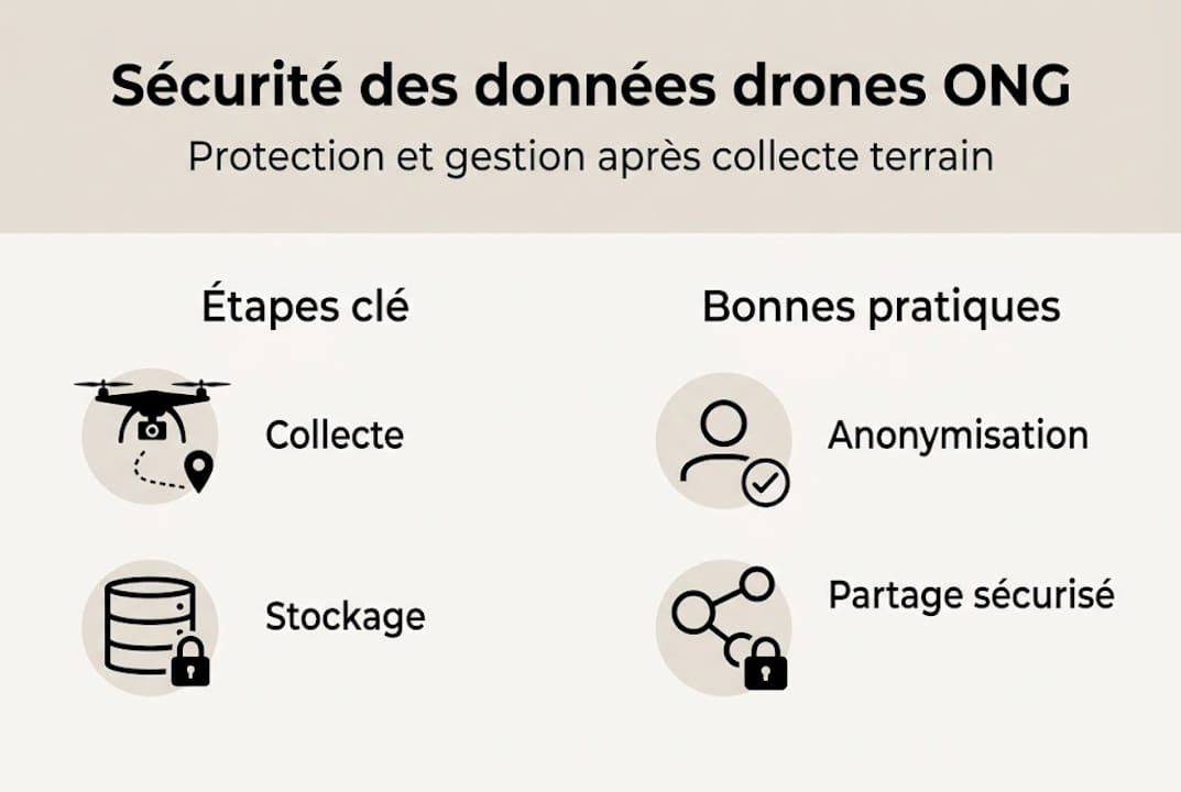 Infographie sur la protection des données collectées par drone à destination des ONG suisses