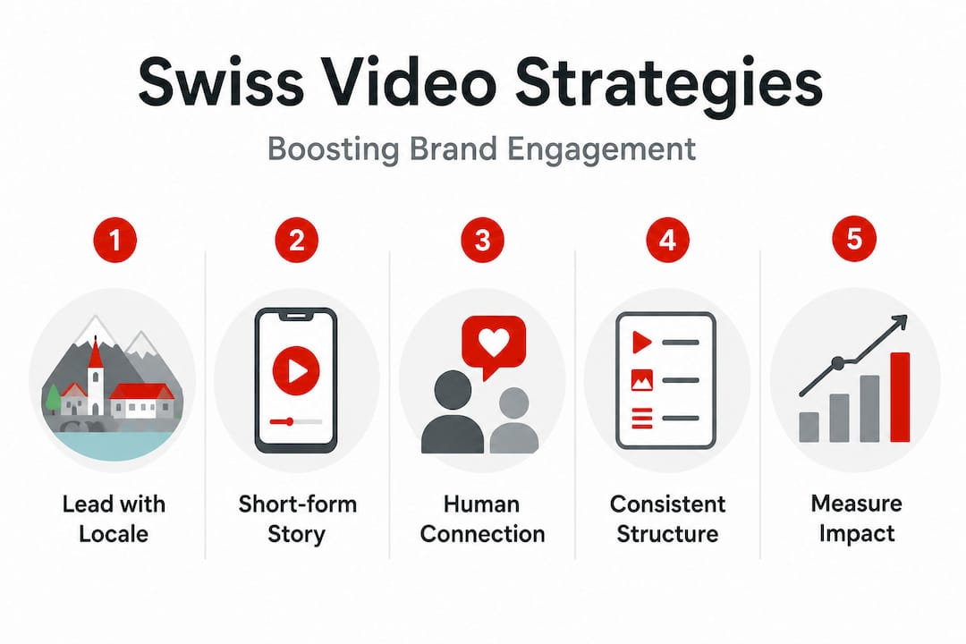 Infographic showing Swiss video engagement strategies