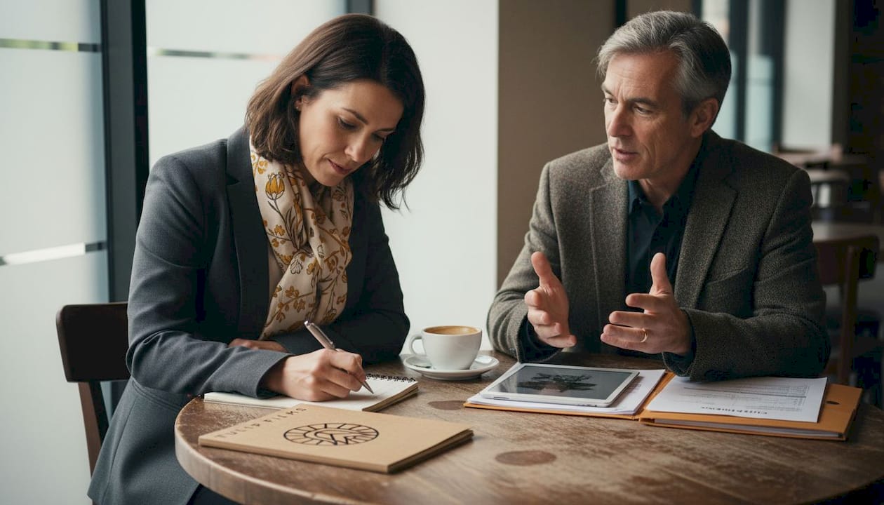 Brand manager taking feedback over coffee