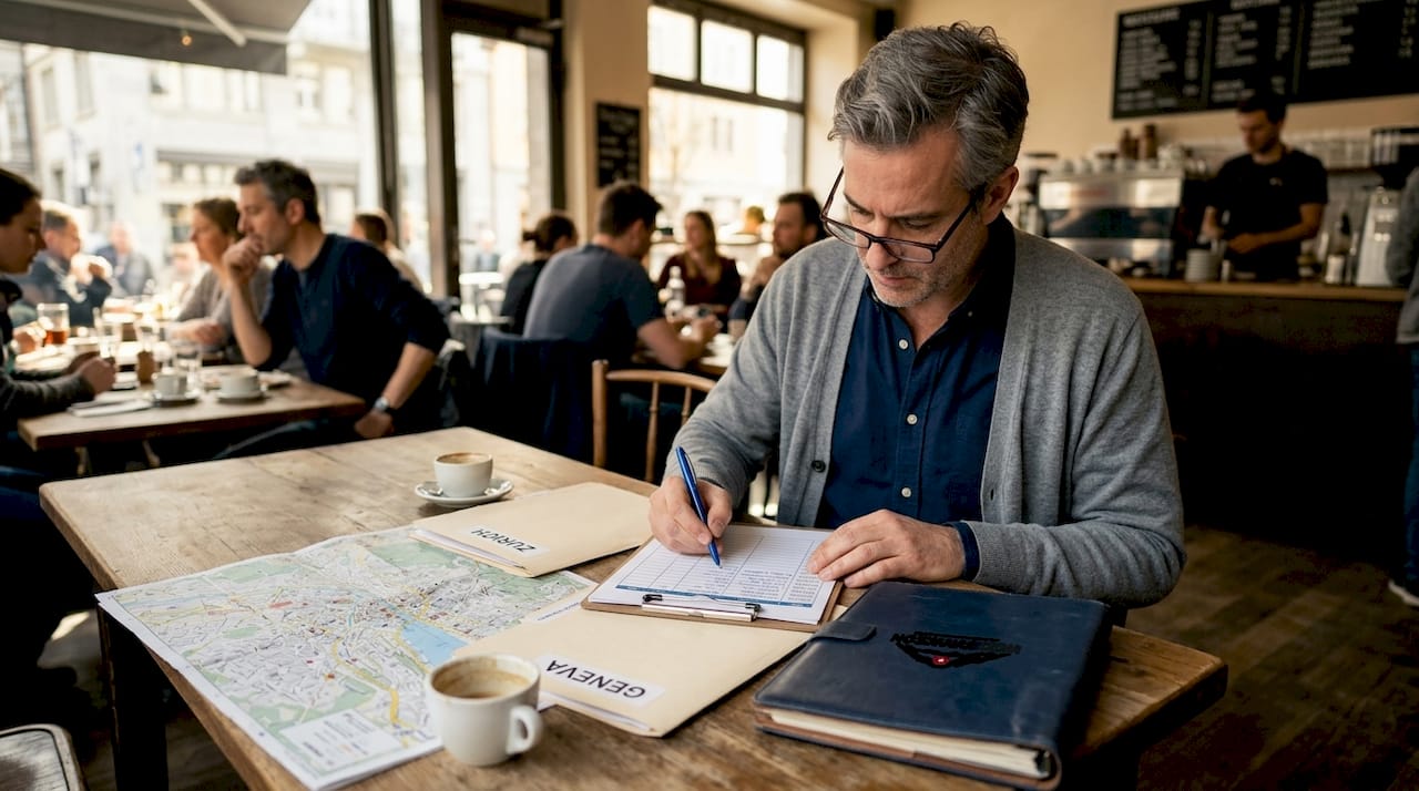 Producer organizing film permits at conference table