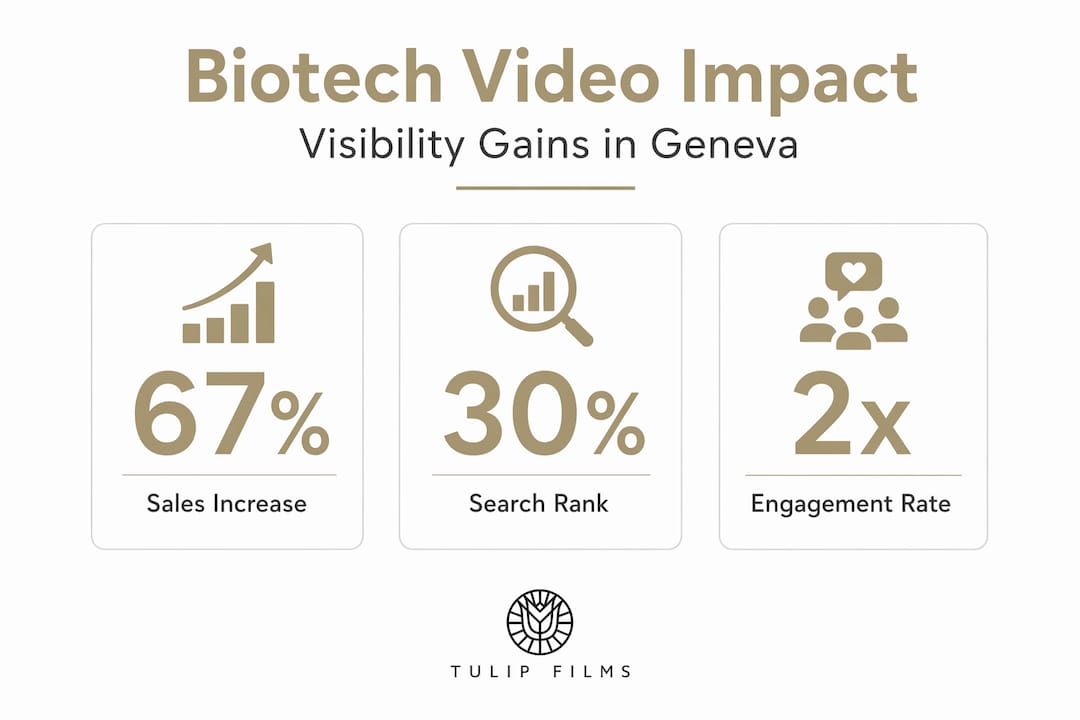Infographic showing biotech video impact statistics