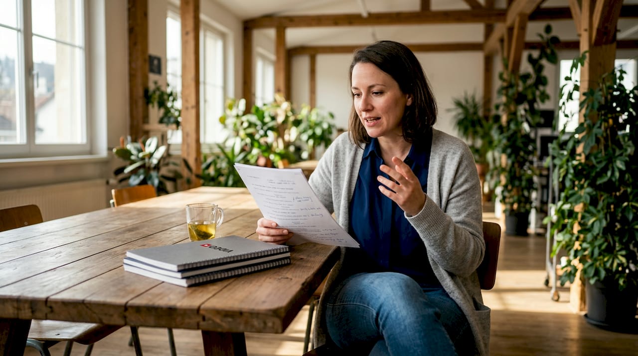 Director reviewing script on sustainable video set