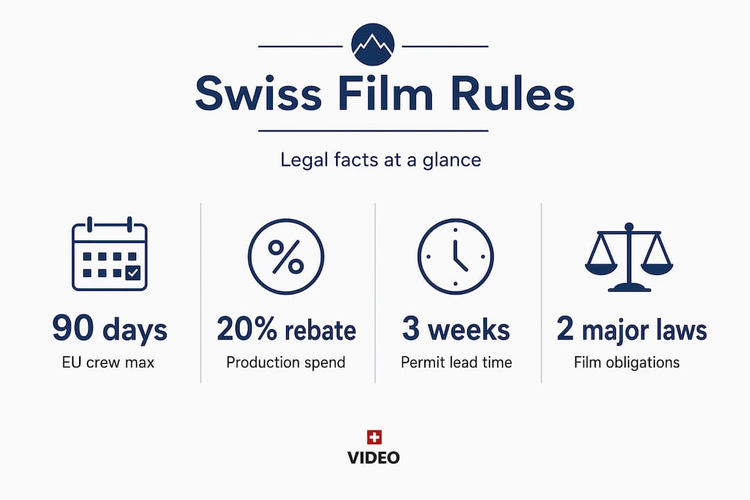 Infographic highlighting Swiss filming law stats