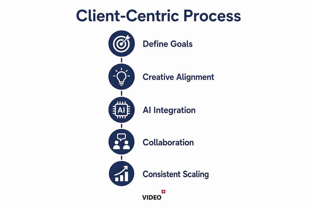 Infographic of client-centric video production steps