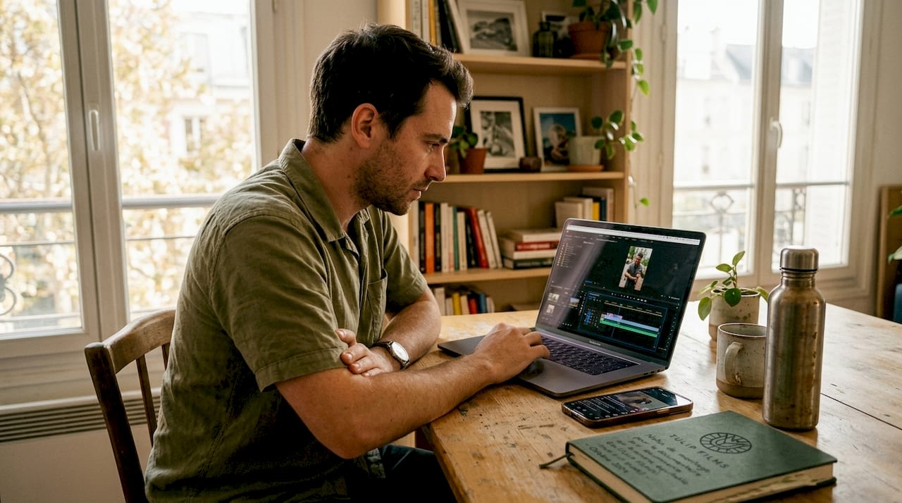 Spécialiste du marketing en plein montage de vidéos au format vertical