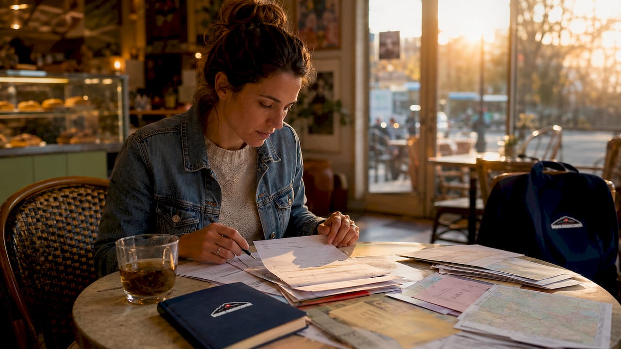 Film production coordinator reviewing permits