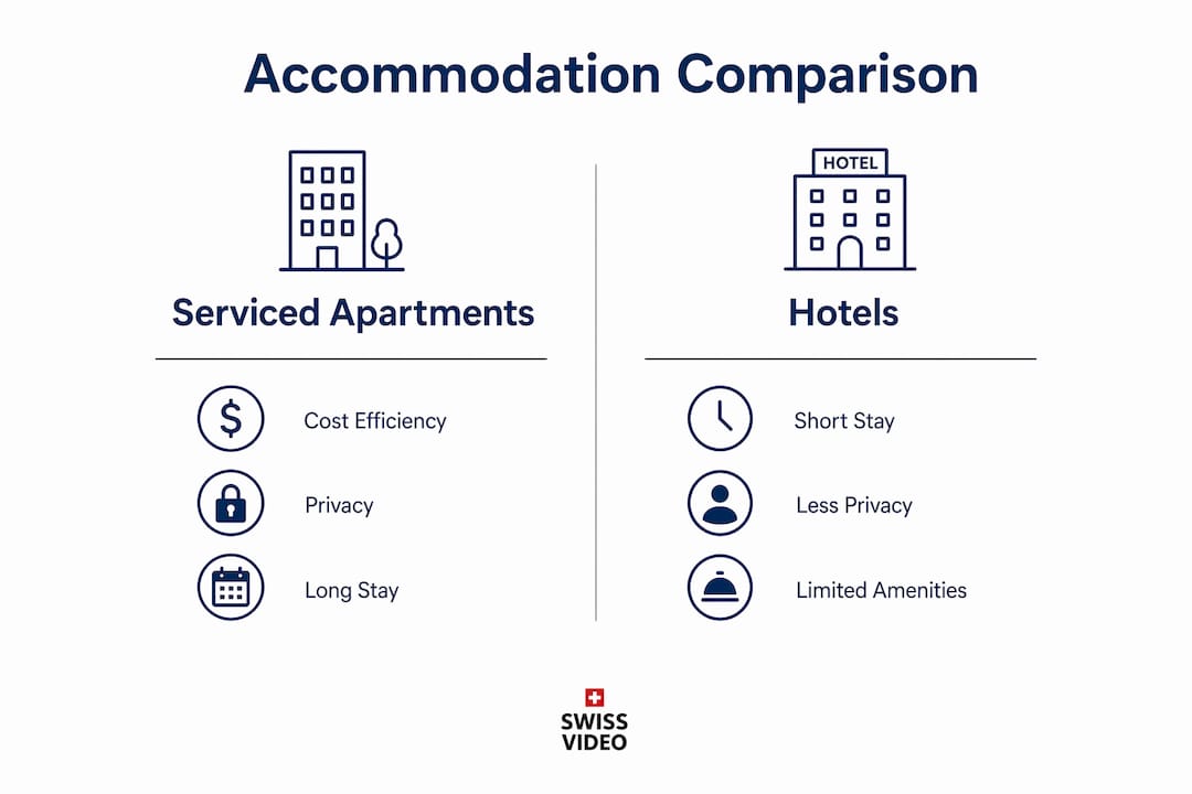 Comparison infographic of accommodation types for video crews
