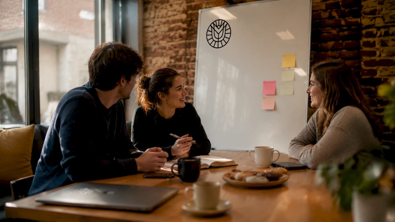Des collaborateurs venus de divers horizons échangent autour de la gestion des sous-titres en plusieurs langues.