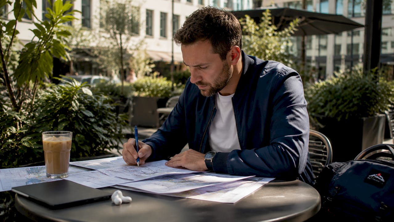 Production manager reviewing transport plans