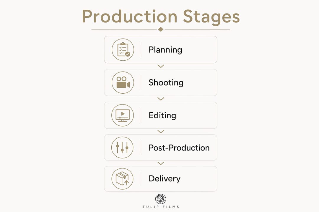 Infographic illustrating audiovisual production stages