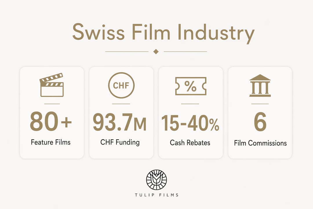 Infographic illustrating Swiss film industry statistics