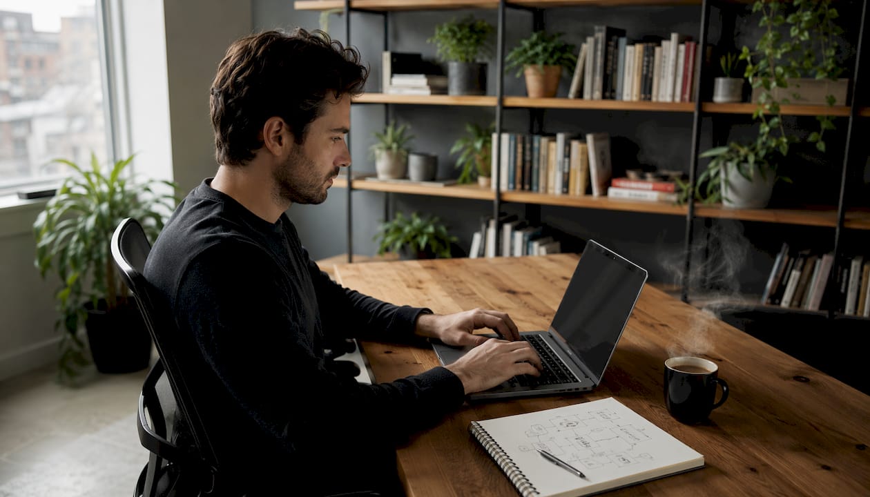 Des mains en train de concevoir une stratégie de marketing digital pour l’immobilier sur un clavier d’ordinateur