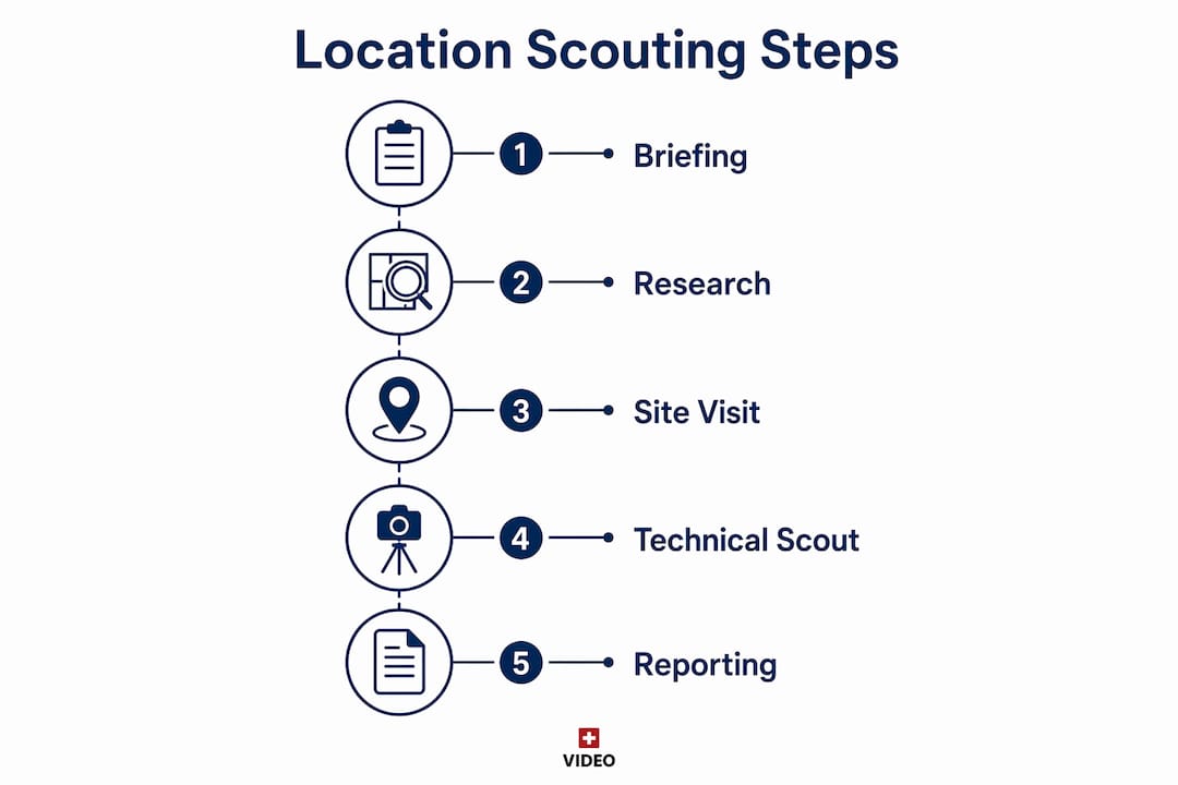 Infographic depicting location scouting process steps