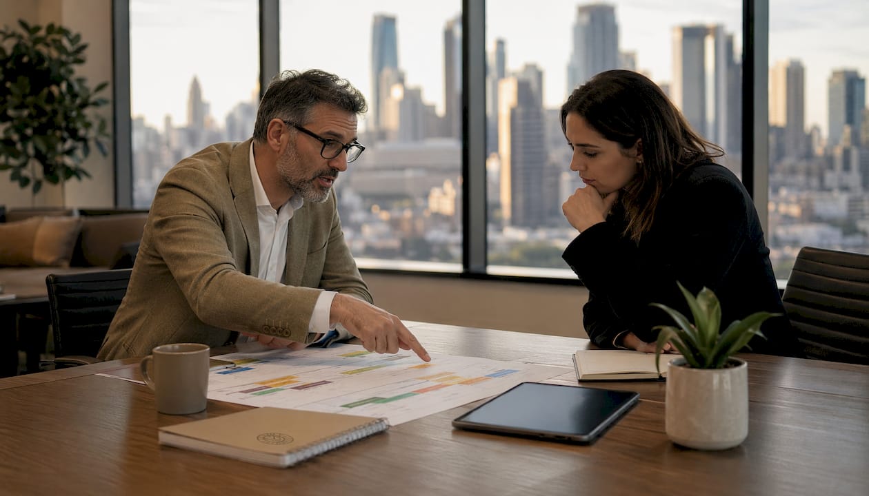 Client and manager discussing project timeline