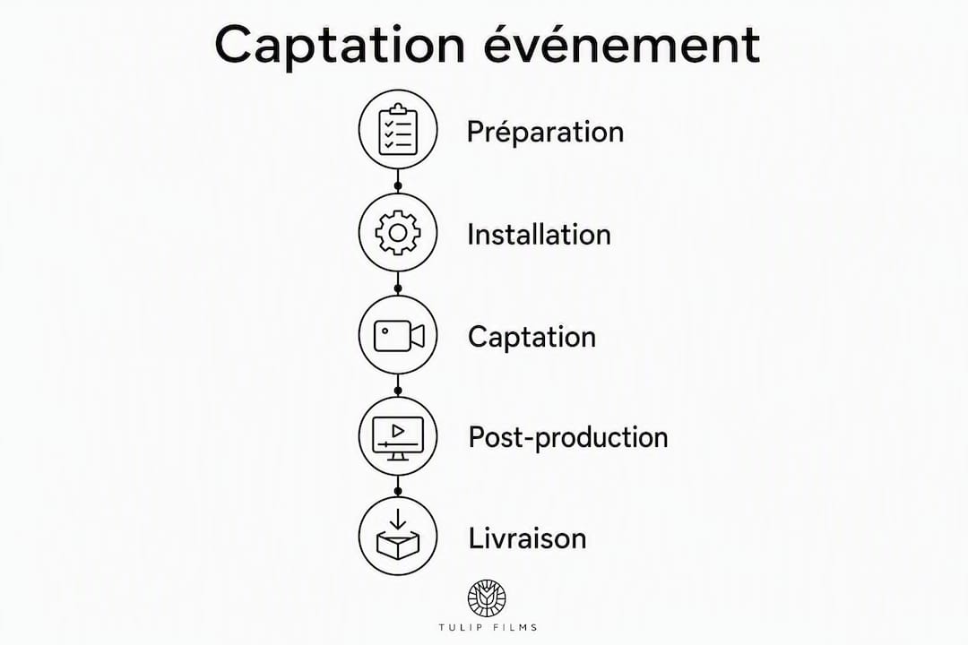 Découvrez à travers cette infographie les différentes étapes clés pour réussir la captation d’un événement.