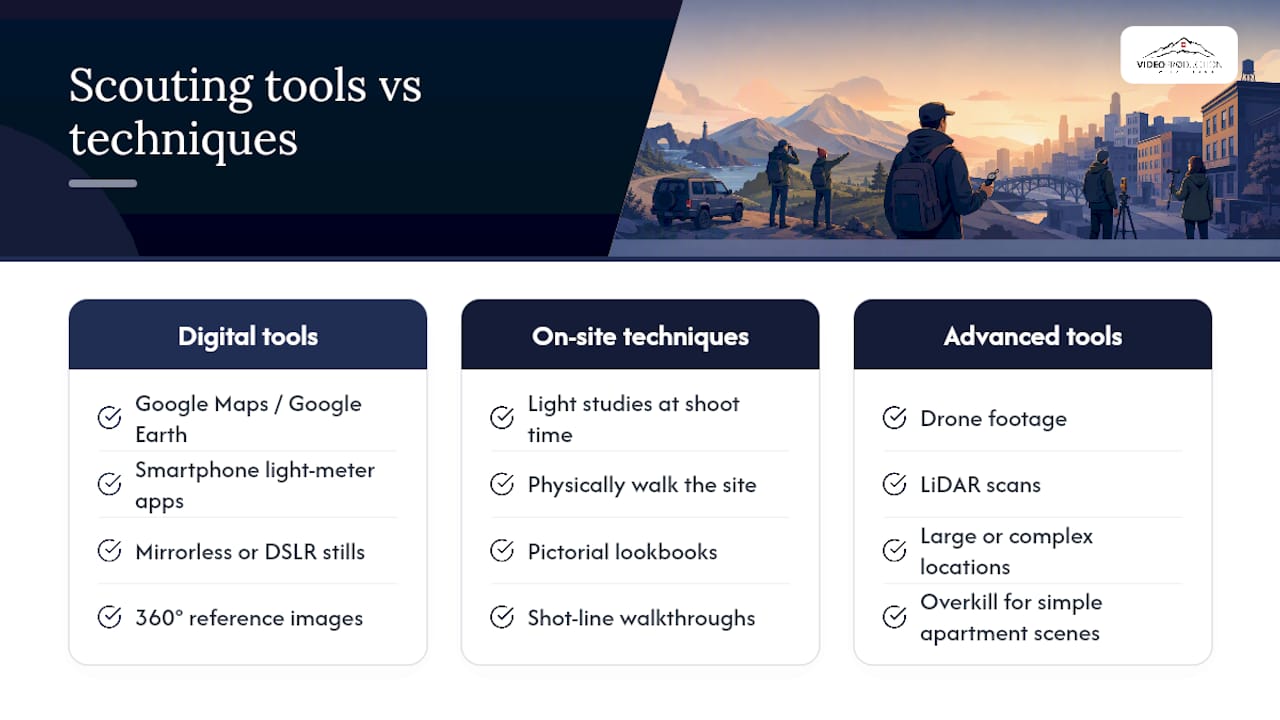 What Tools and Techniques Do Location Scouts Use? — overview diagram