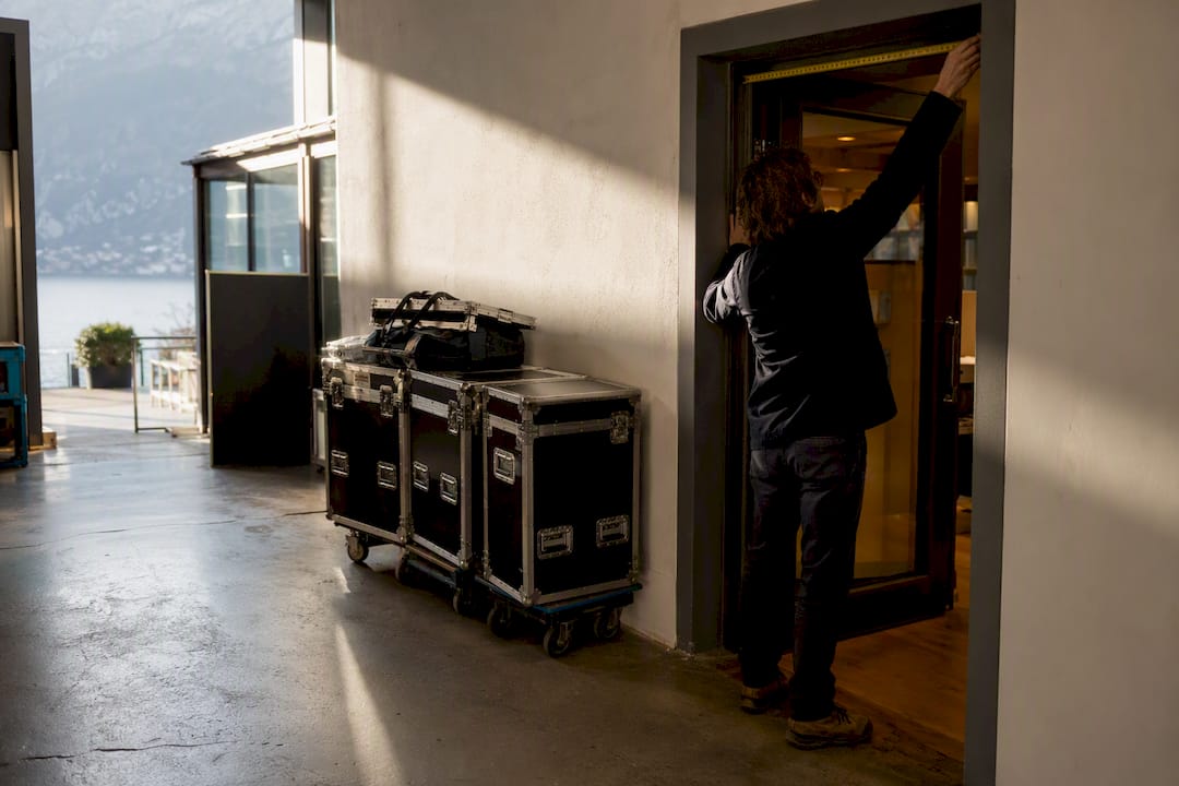 Hotel loading dock with film equipment and measuring