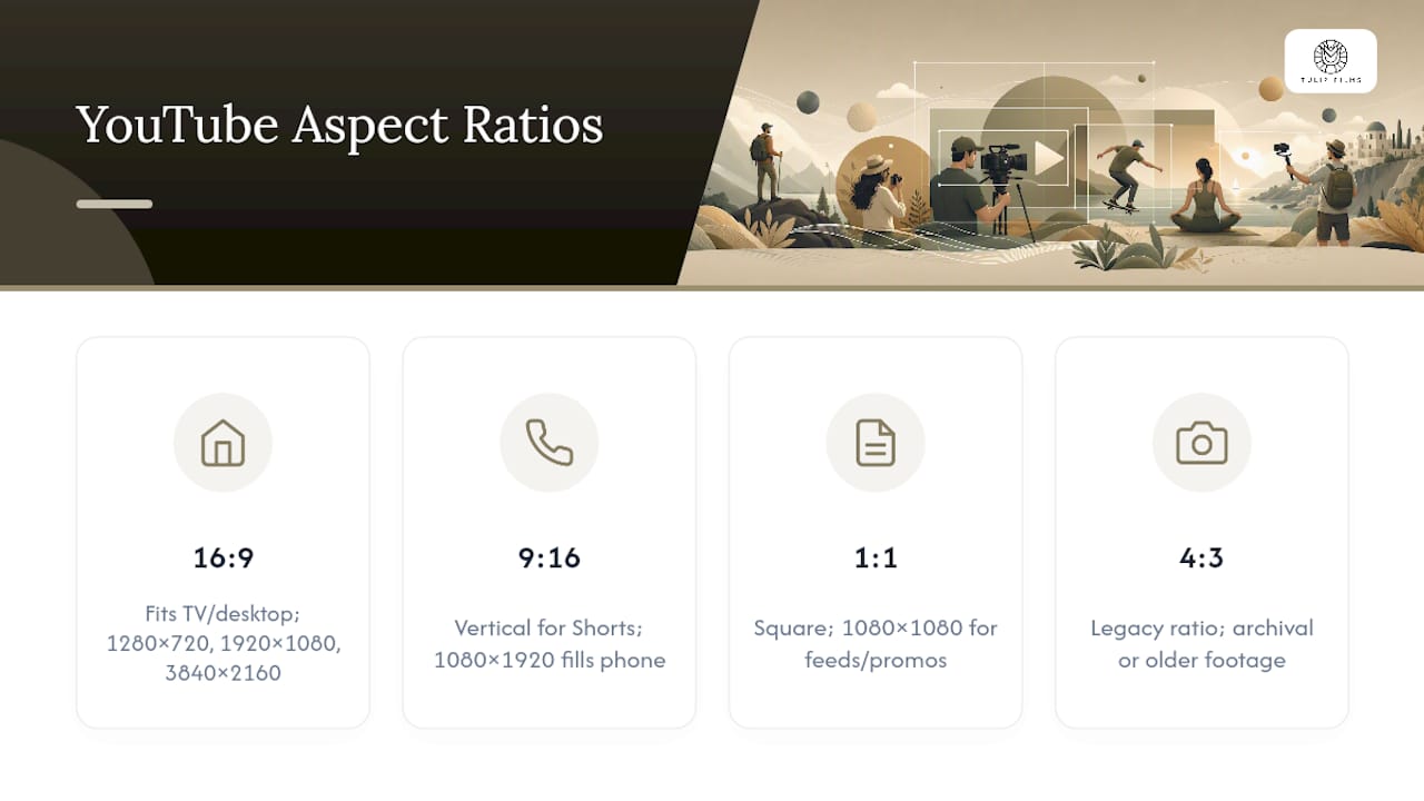 Comparison diagram of YouTube aspect ratios