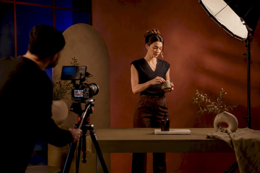 Filmmaker shooting a vertical social advertisement