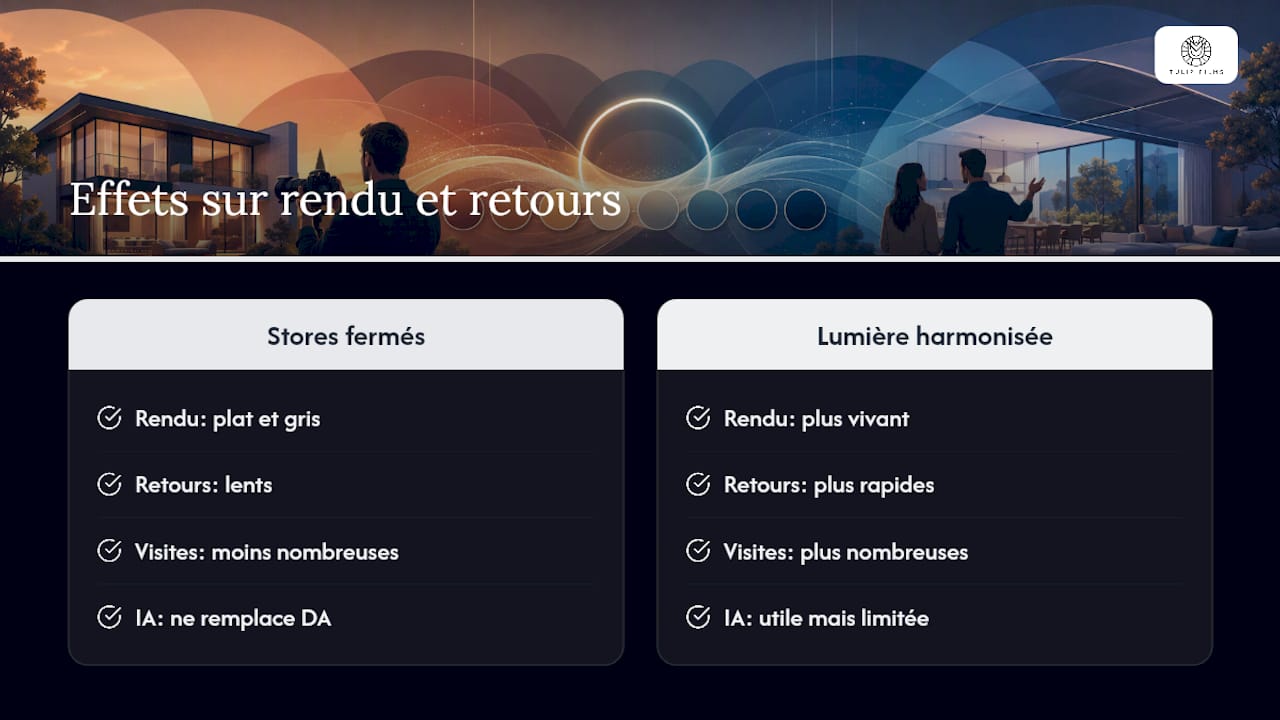 Comparaison entre deux ambiances lumineuses immobilières
