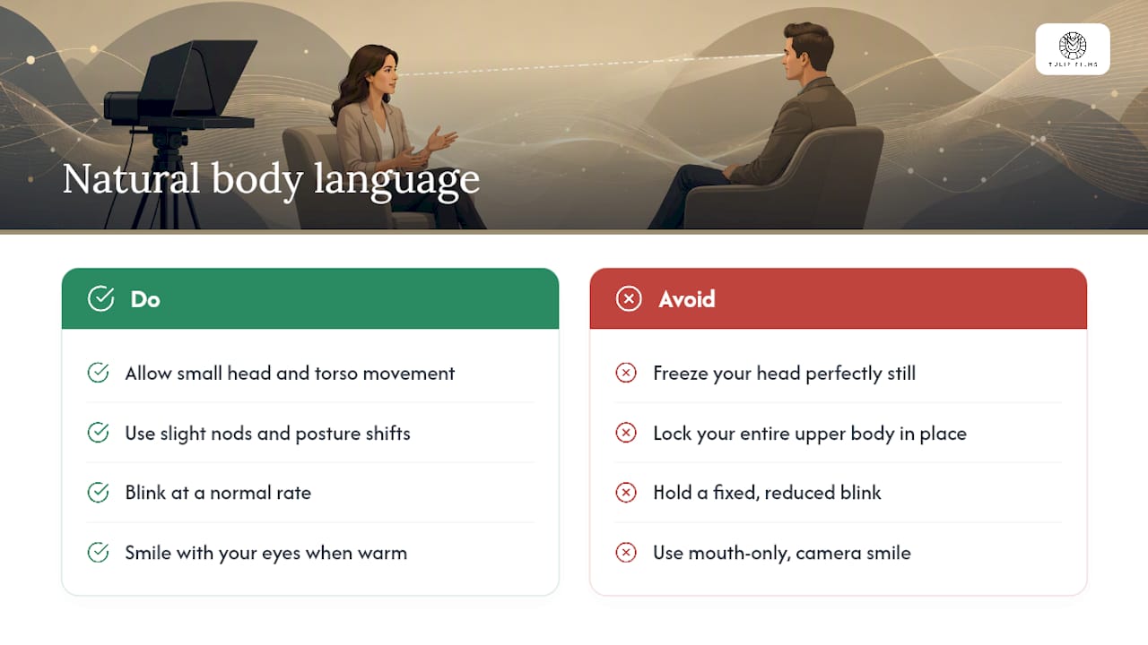 How Do You Keep Body Language Natural While Reading a Prompter? — overview diagram