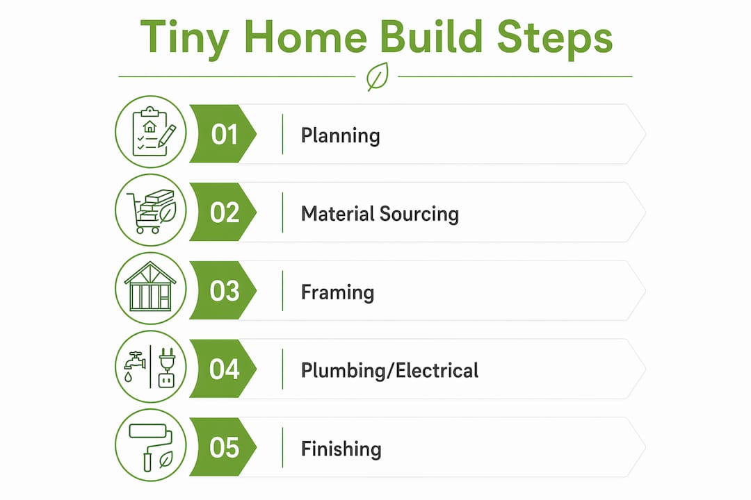 Infographic of step-by-step tiny home building process