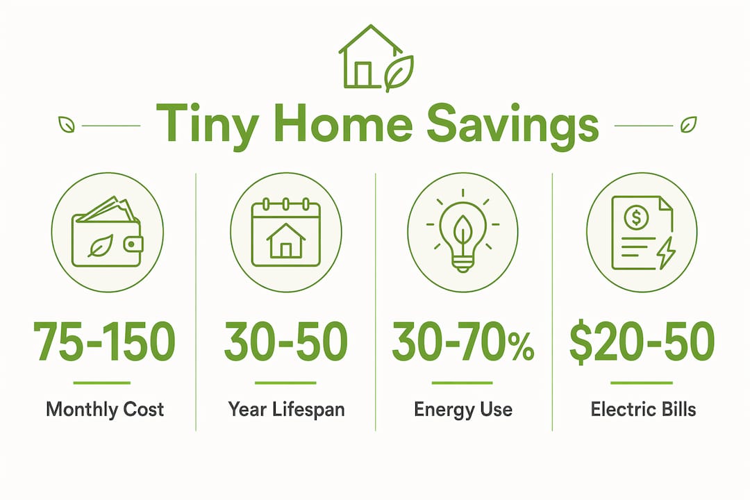 Infographic showing tiny home maintenance savings statistics