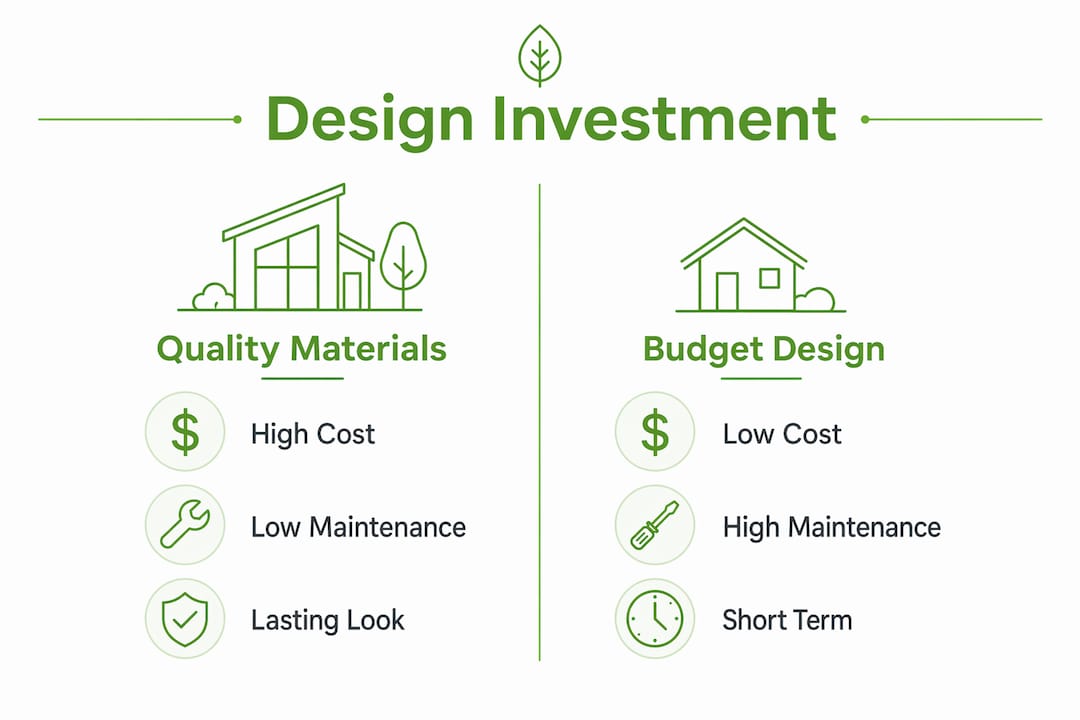 Infographic comparing quality vs budget minimalist design