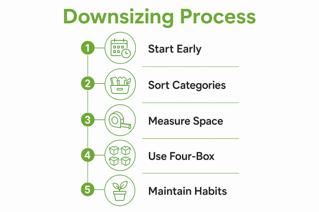 Infographic outlining five downsizing steps