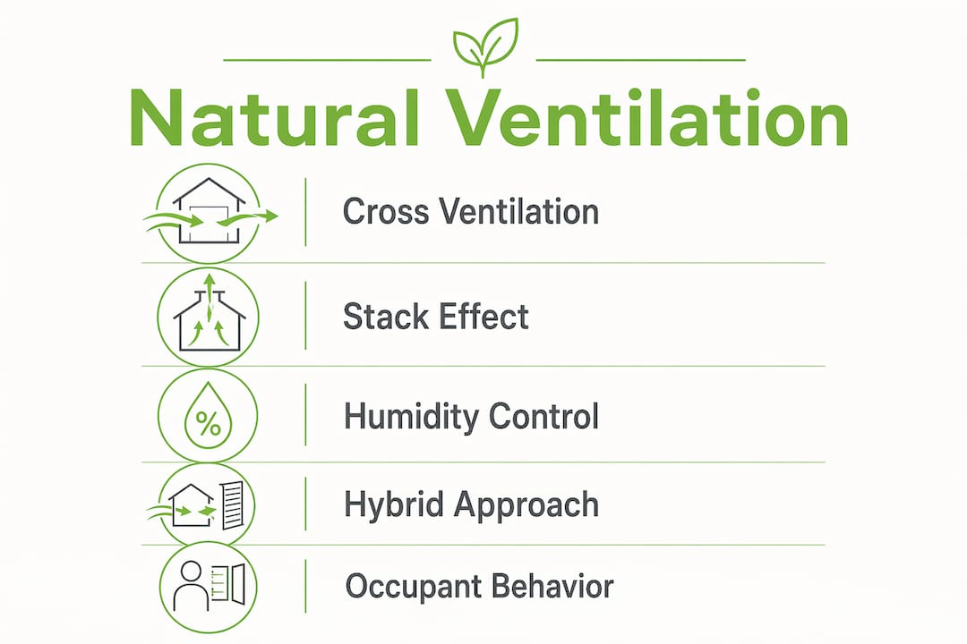 Infographic showing natural ventilation benefits and strategies