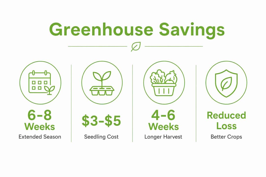 Infographic showing greenhouse savings key stats