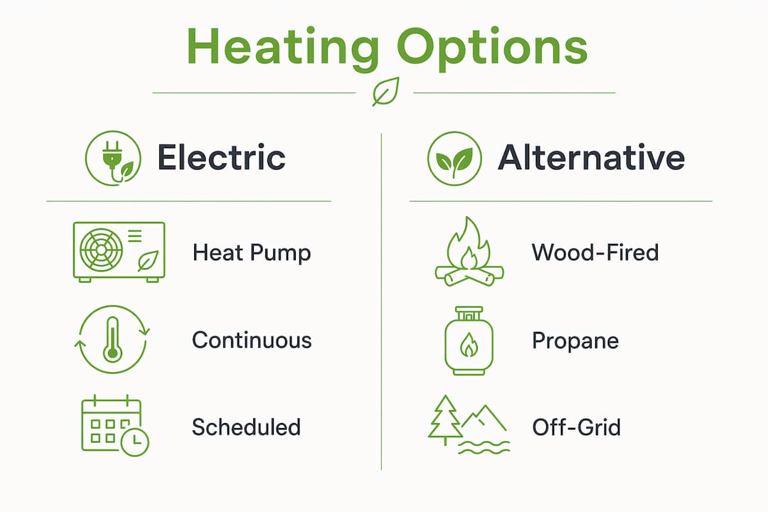 Infographic comparing electric and alternative hot tub heating options