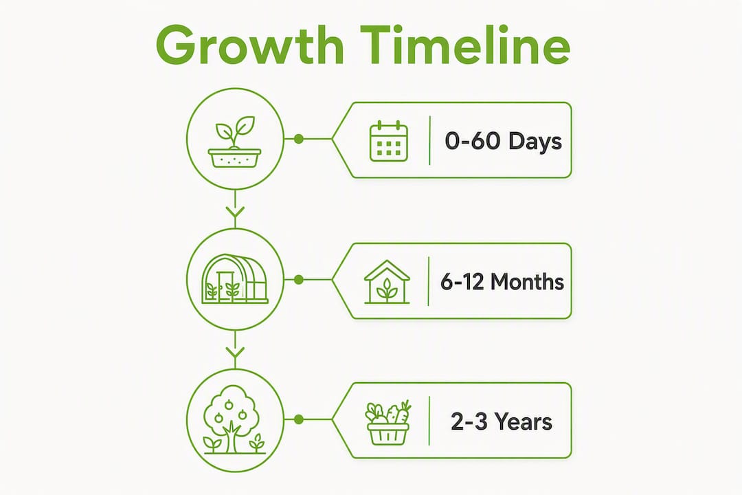Vertical timeline infographic of food production stages