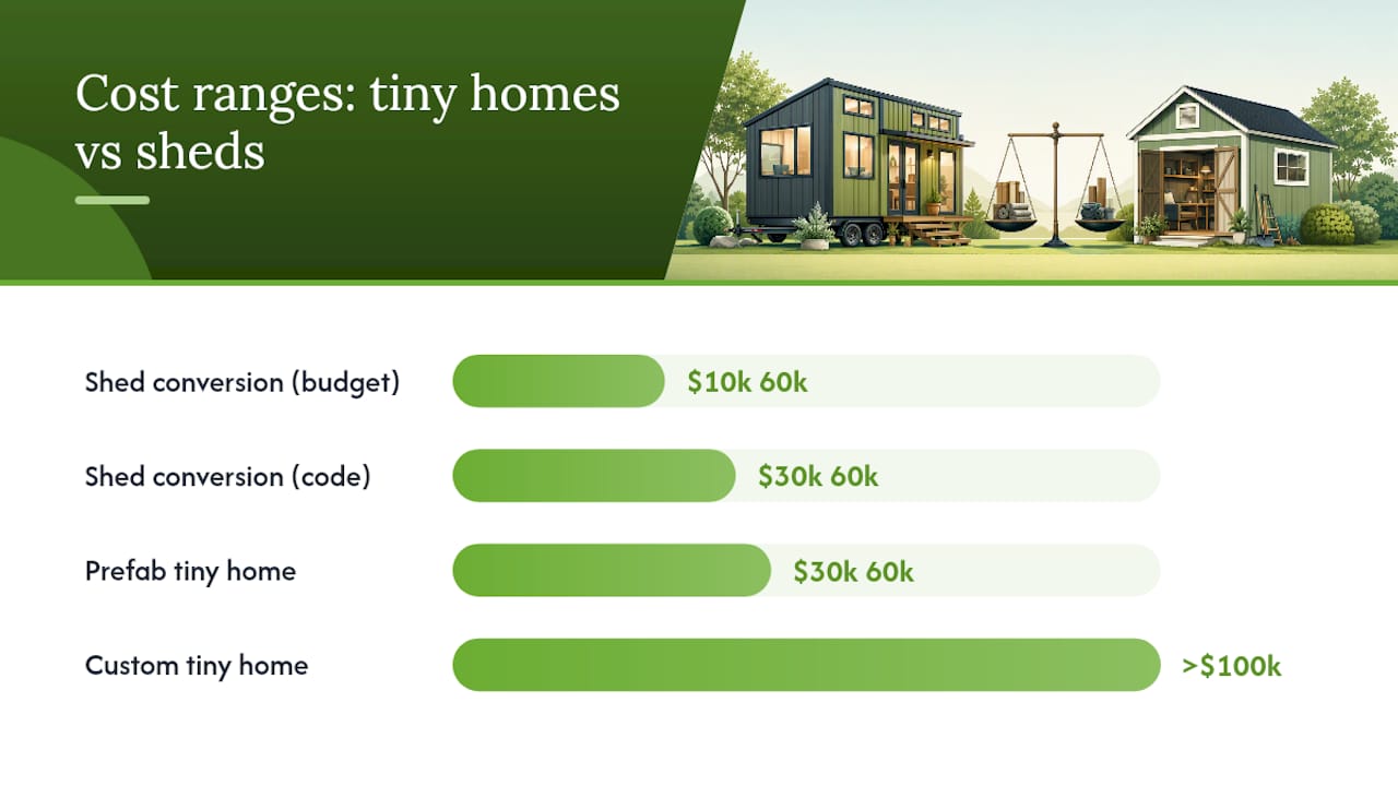 What do tiny homes and shed conversions actually cost? — overview diagram