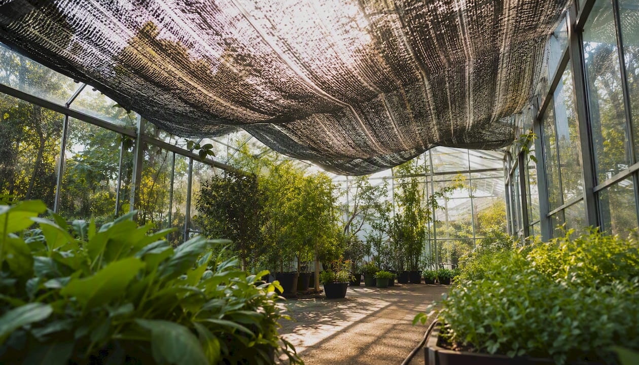 Airflow and light passing through knitted shade cloth