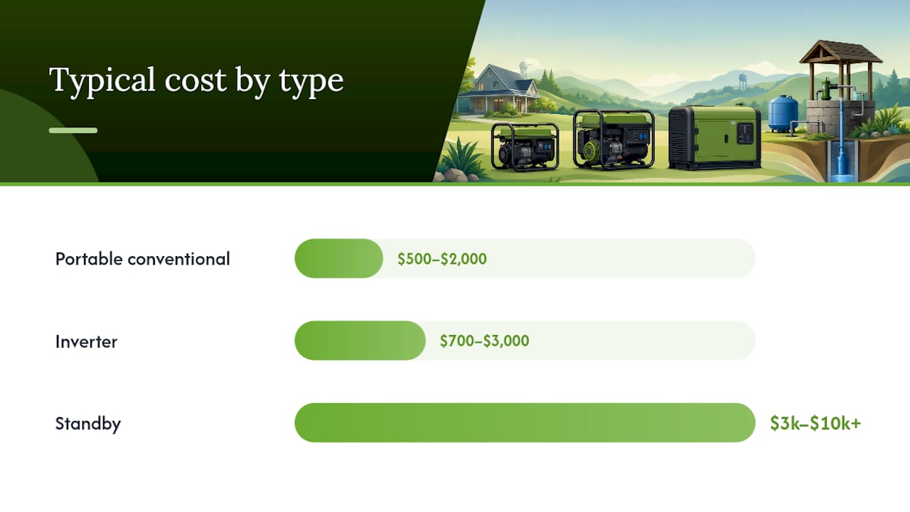 Comparison chart of three generator types for well pumps