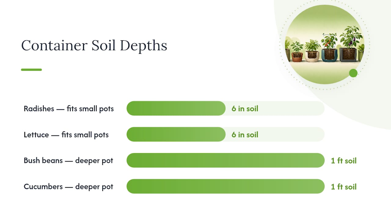 Diagram showing container depth for beginner seeds