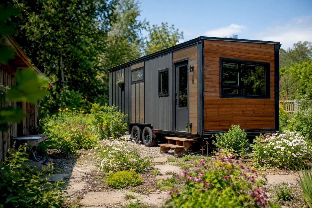 Tiny house on wheels exterior side view